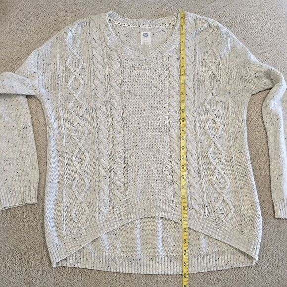 Roxy Light Gray Speckled Oversized Crew Neck Sweater - Size Small - Picture 8 of 12